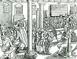 Schoolroom Scene in Tudor Times